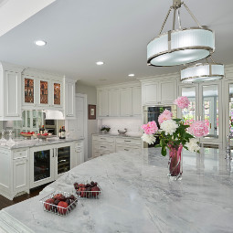 Newport White quartzite kitchen countertop